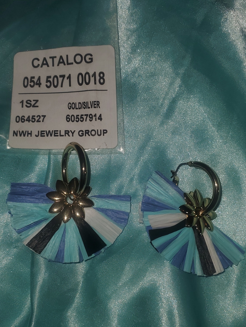 NWH Jewelry Group Gold & Blue Fan Hoop Earrings